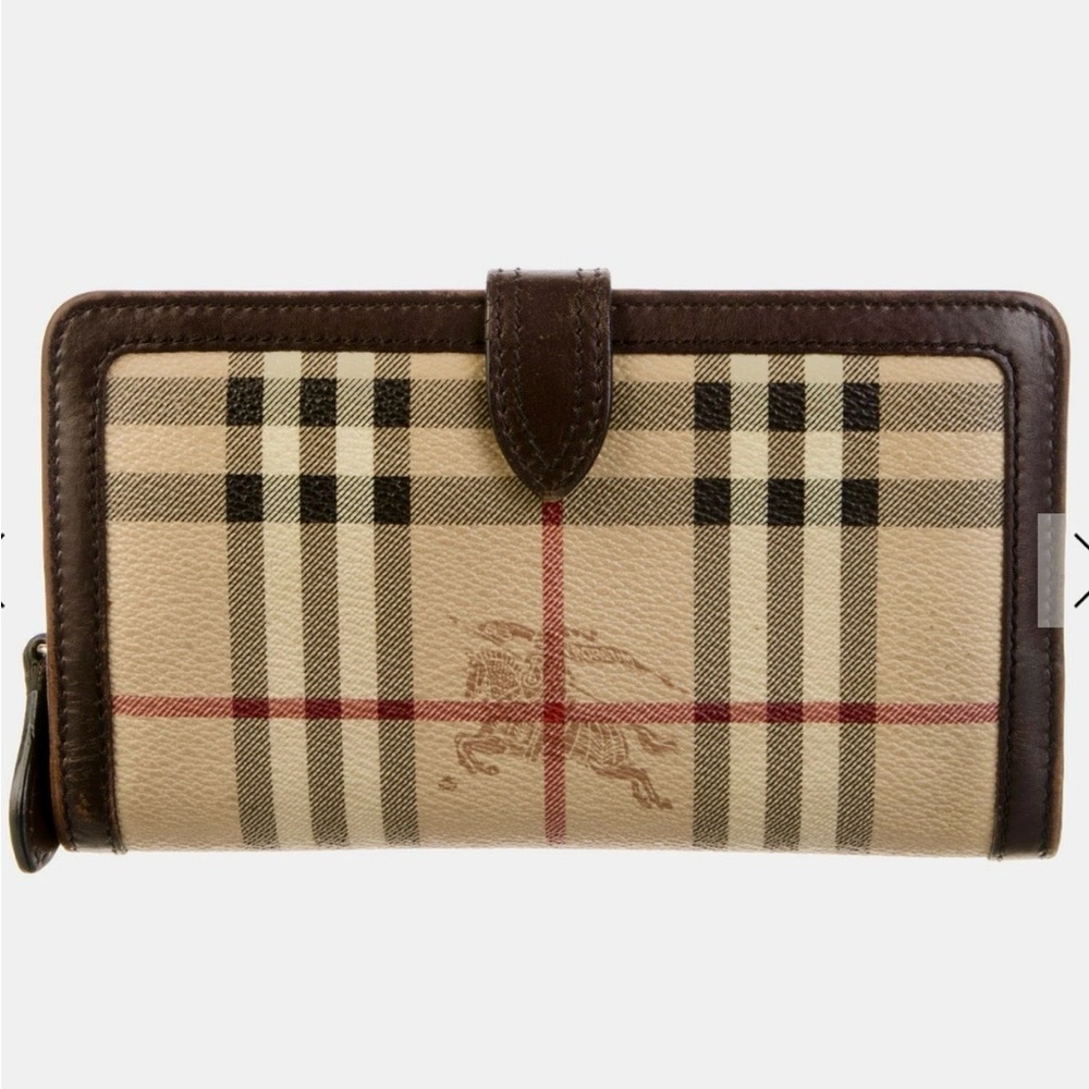 Burberry Beige and Brown Check Wallet